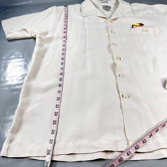 Luau Hawaiian Silk Button Up Shirt Mens Casual Tequila Floor Short Sleeve Top - Picture 5 of 16